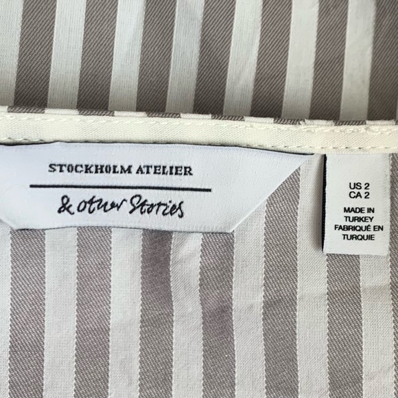 & Other Stories Stripe Puffed Sleeve Wrap Top Sz 2 - Picture 6 of 8